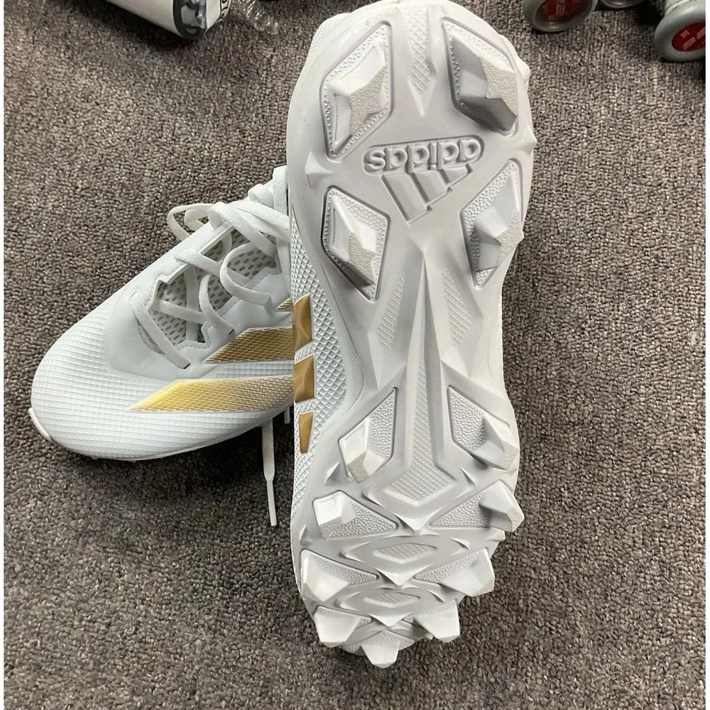 NEW! Adidas Adizero Impact.2 Men Wite/ Gold Football Cleats Sz 12 IF5106